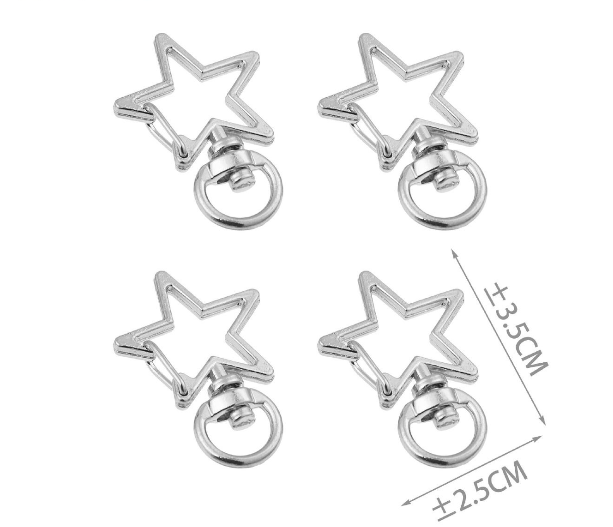 Moschettone Decorativo per Borse Cuore e Stella – Gancio Girevole in Metallo Oro o Argento