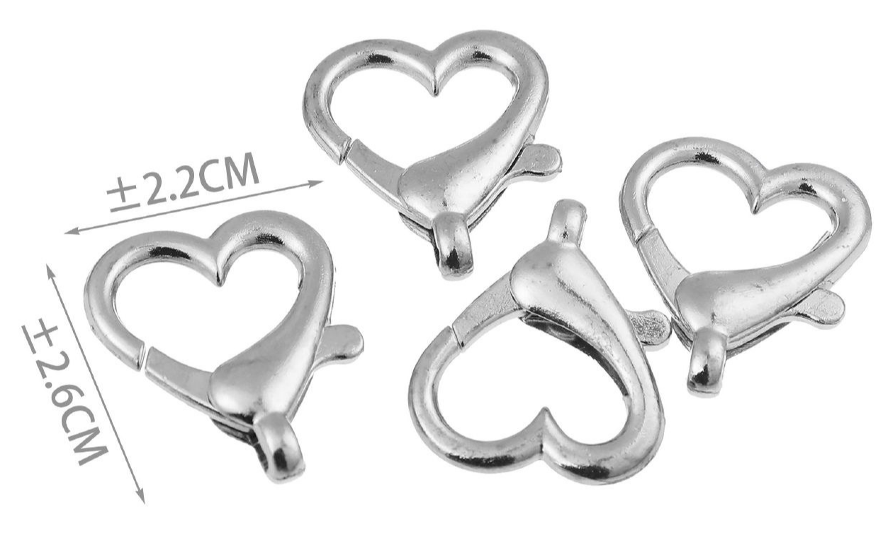 Moschettone Decorativo per Borse Cuore e Stella – Gancio Girevole in Metallo Oro o Argento