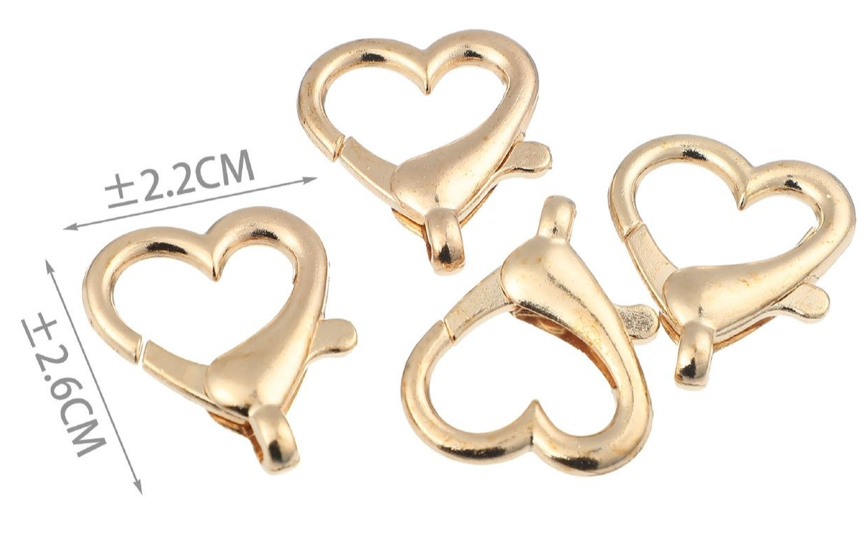 Moschettone Decorativo per Borse Cuore e Stella – Gancio Girevole in Metallo Oro o Argento