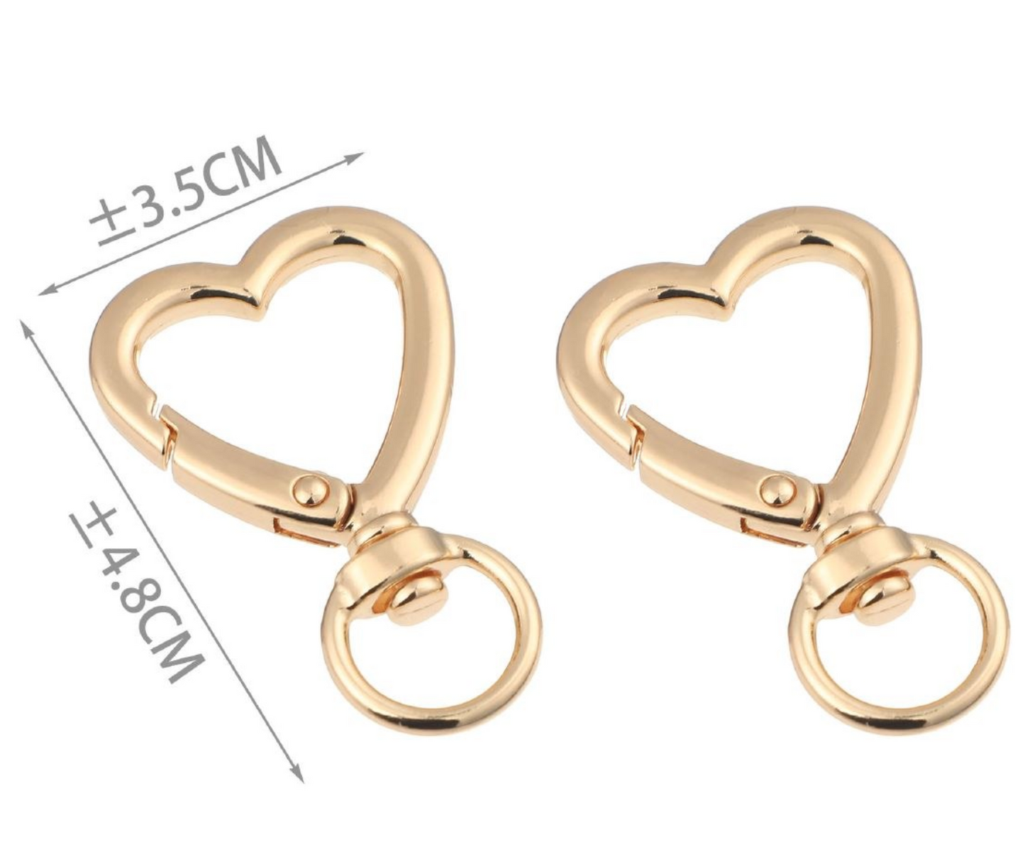 Moschettone Decorativo per Borse Cuore e Stella – Gancio Girevole in Metallo Oro o Argento