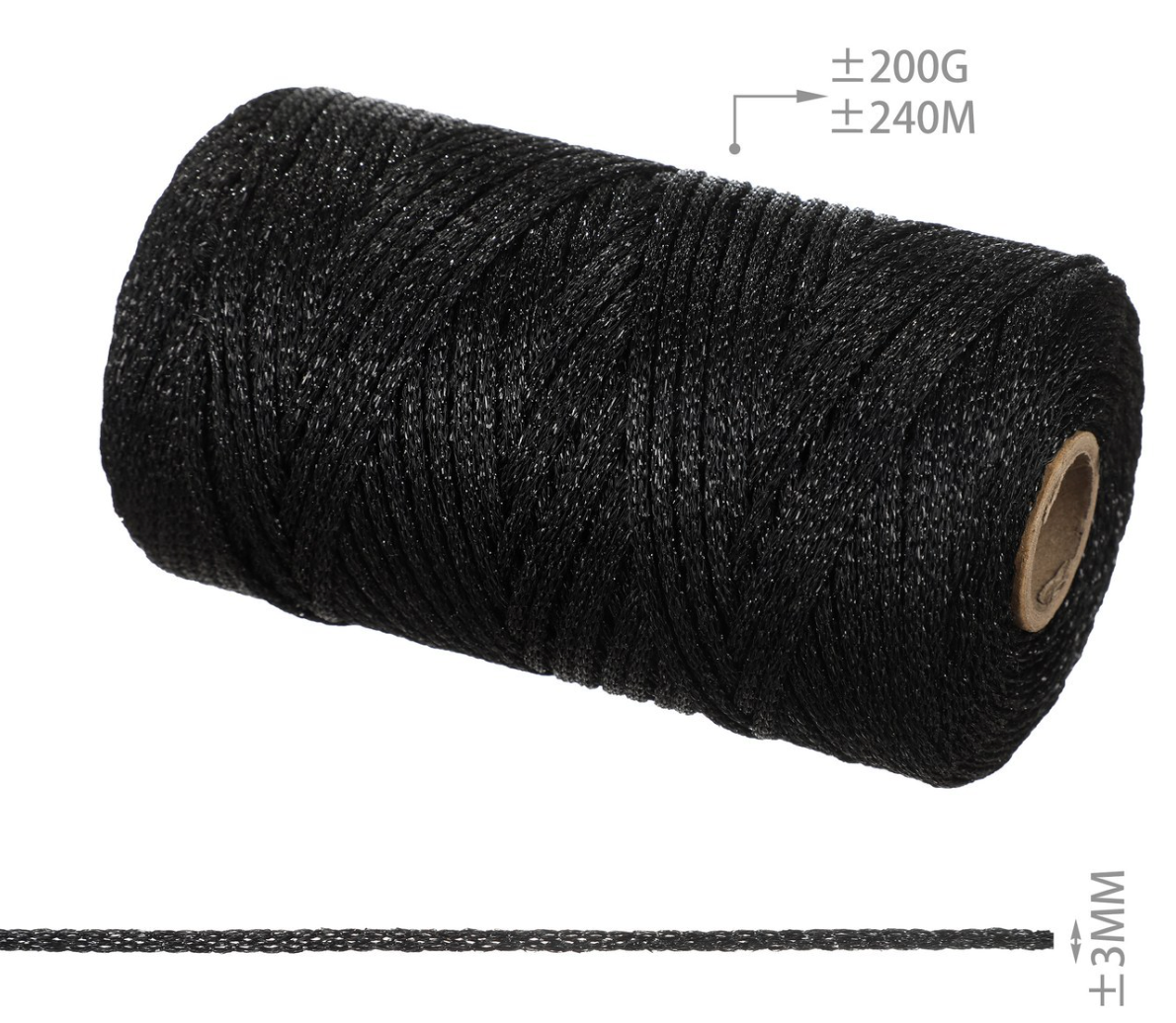 Cordino Lurex Brillante 3mm 200g – Filato Metallizzato 240m per Borse, Accessori e Progetti Handmade