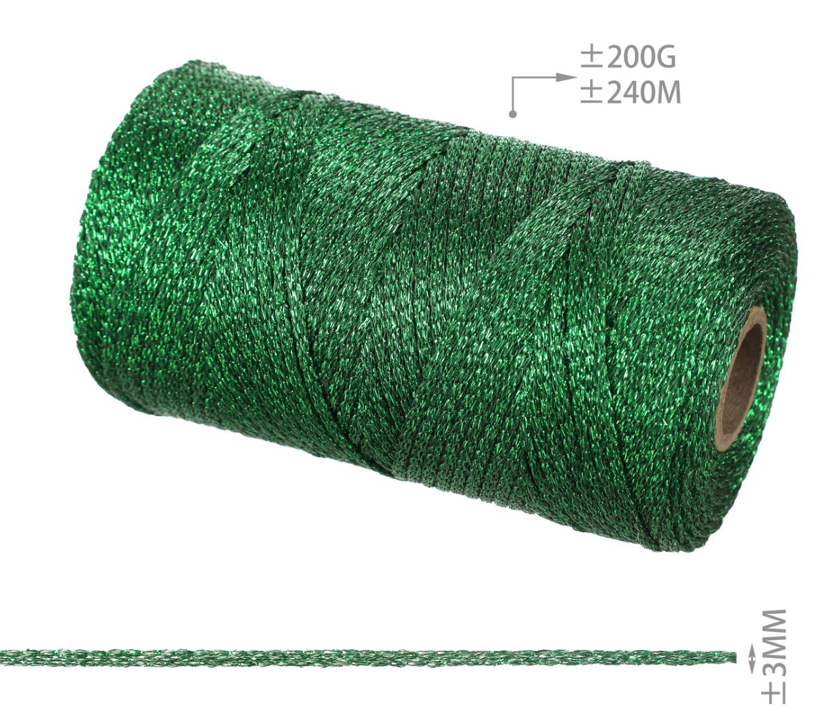Cordino Lurex Brillante 3mm 200g – Filato Metallizzato 240m per Borse, Accessori e Progetti Handmade