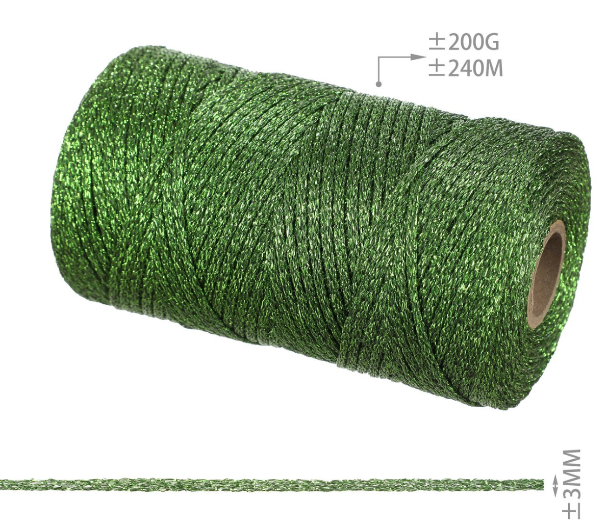 Cordino Lurex Brillante 3mm 200g – Filato Metallizzato 240m per Borse, Accessori e Progetti Handmade