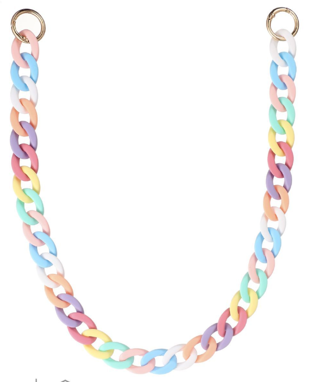 Bandolera Cadena Acrílica Multicolor con Anillas Oro 844791