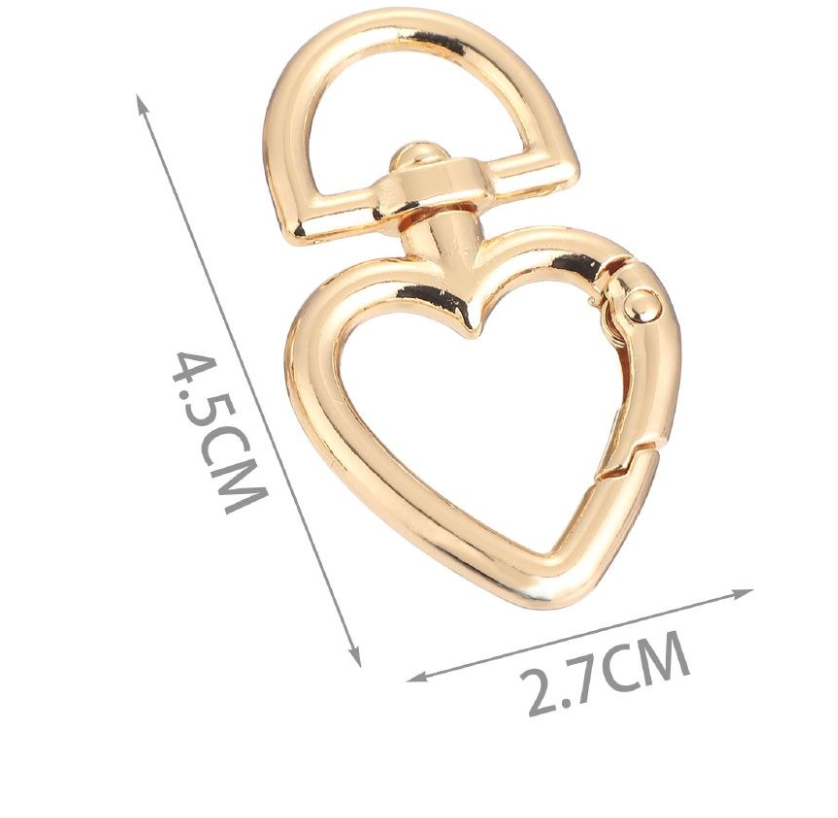 Moschettone Decorativo per Borse Cuore e Stella – Gancio Girevole in Metallo Oro o Argento