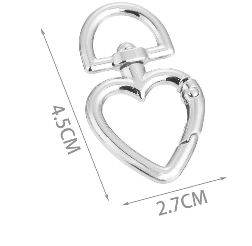 Moschettone Decorativo per Borse Cuore e Stella – Gancio Girevole in Metallo Oro o Argento