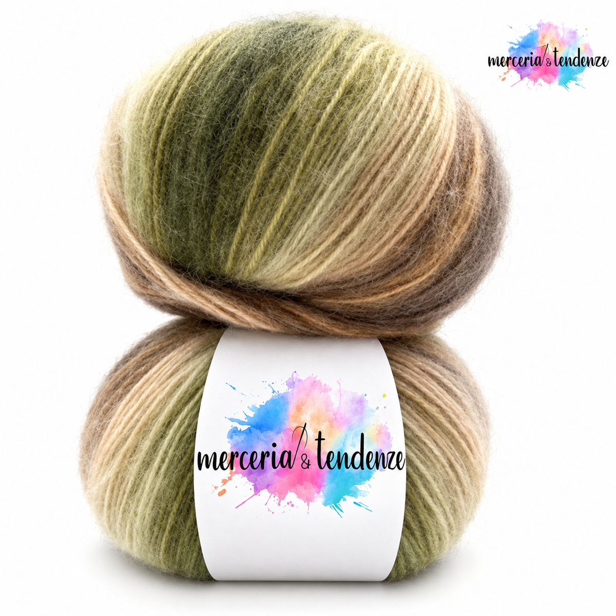 Aurora – 12 Oliva e beige – etichetta Merceria & Tendenze