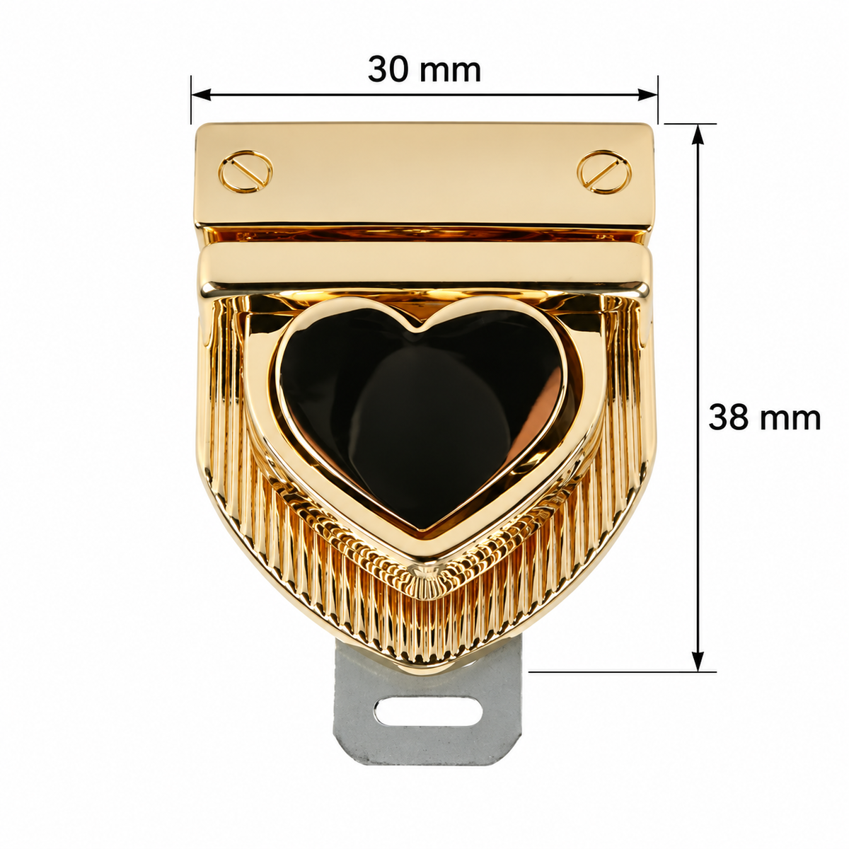 Chiusura Cuore rigato Oro-16311_00 con misure