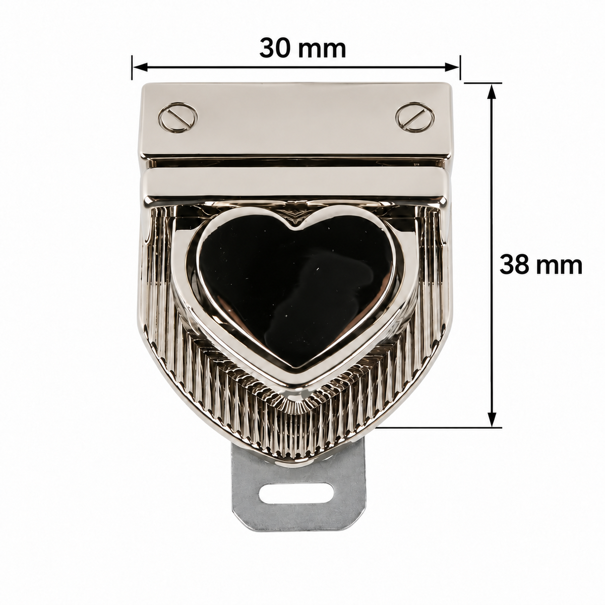 Chiusura Cuore rigato argento 16311-01 - 30 x 38 mm