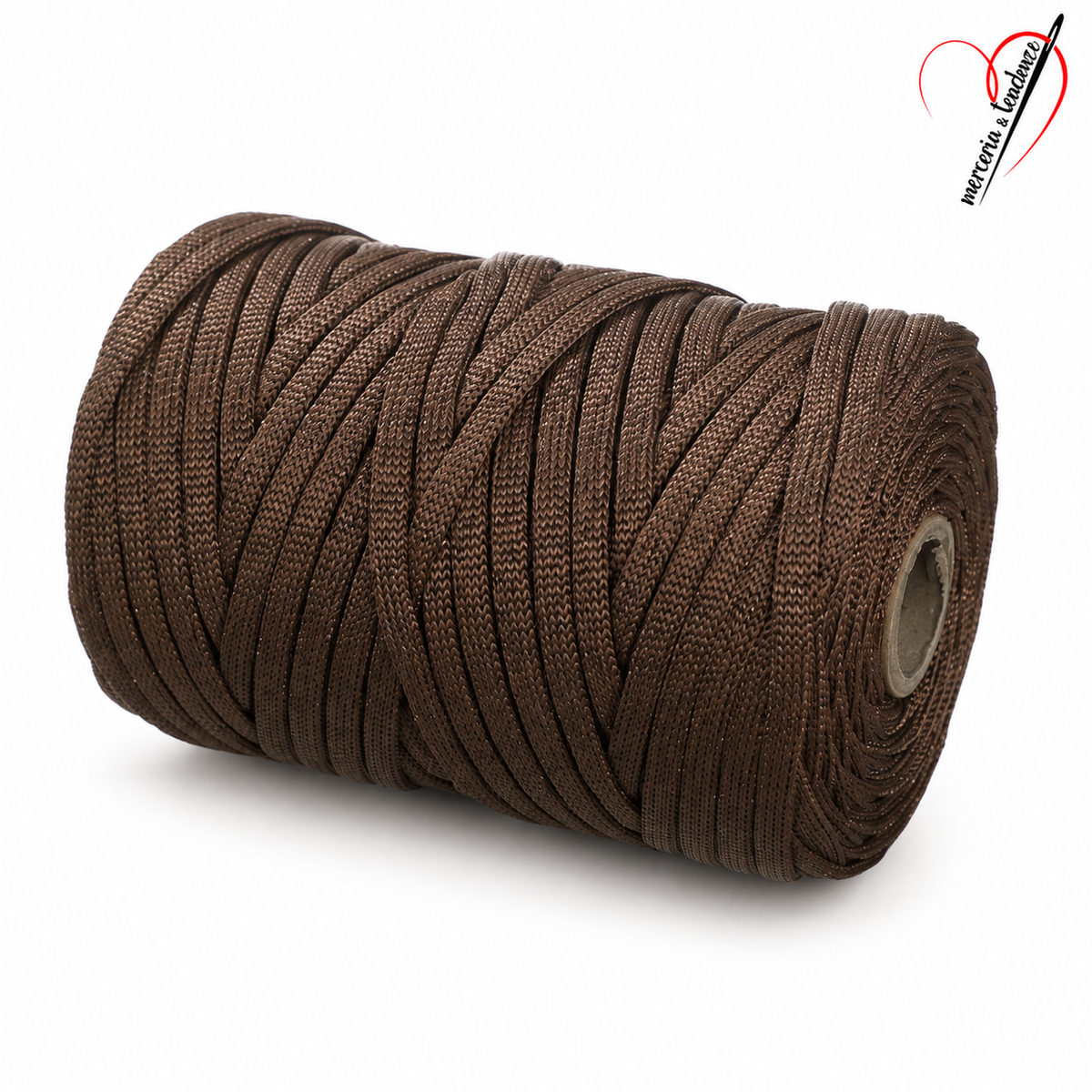 Cordino piatto lurex marrone cioccolato articolo 846217