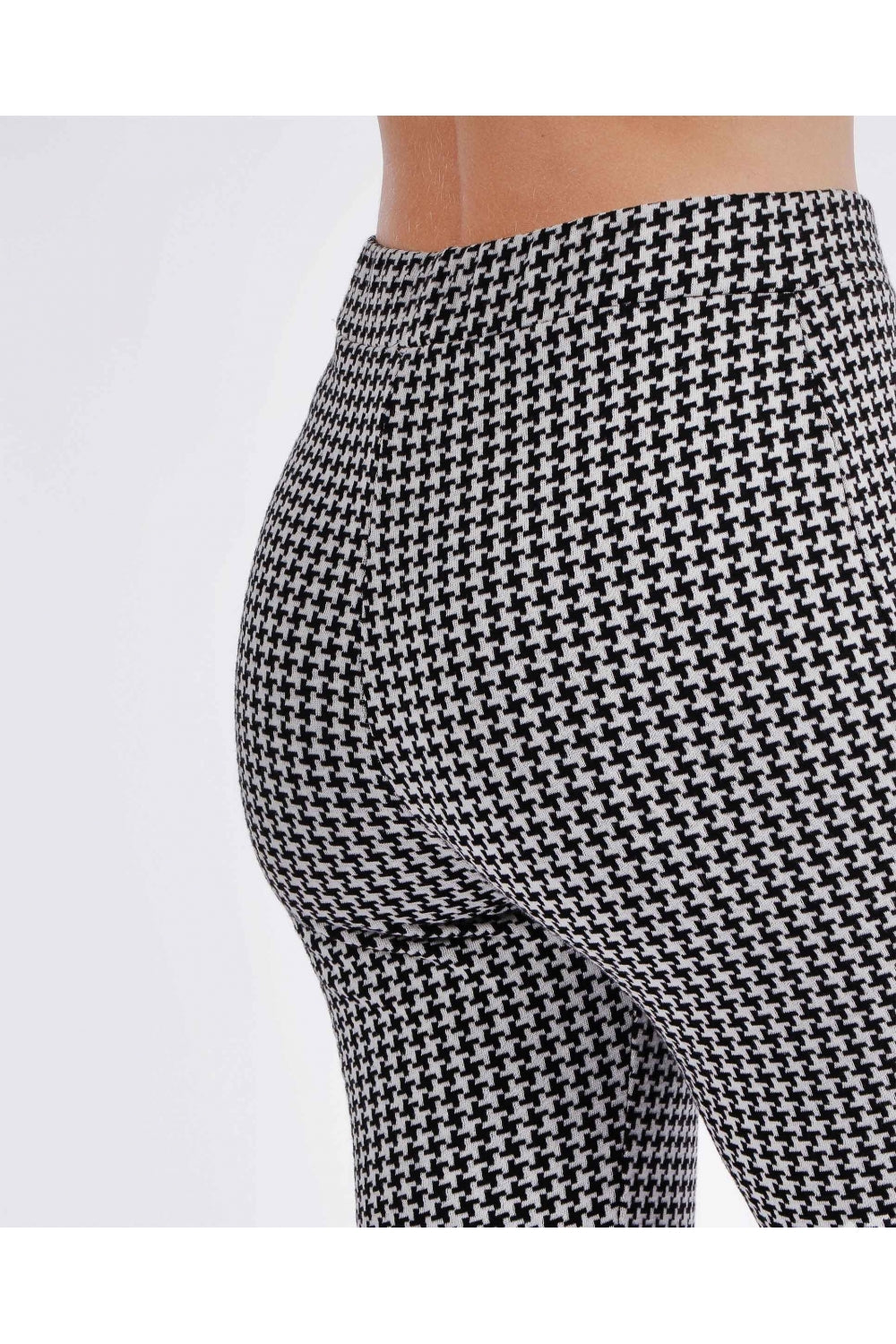 Pantaloni lunghi elasticizzati pied de poule da donna