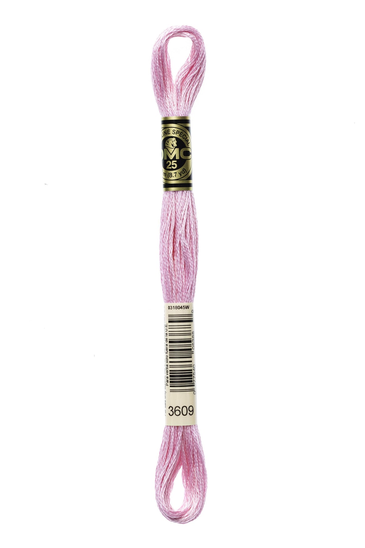DMC Mouliné Spécial 25, colore 3609, matassina da 8 metri, 100% cotone