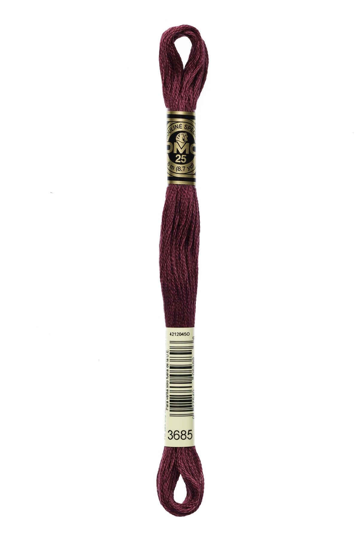 DMC Mouliné Spécial 25, colore 3685, matassina da 8 metri, 100% cotone