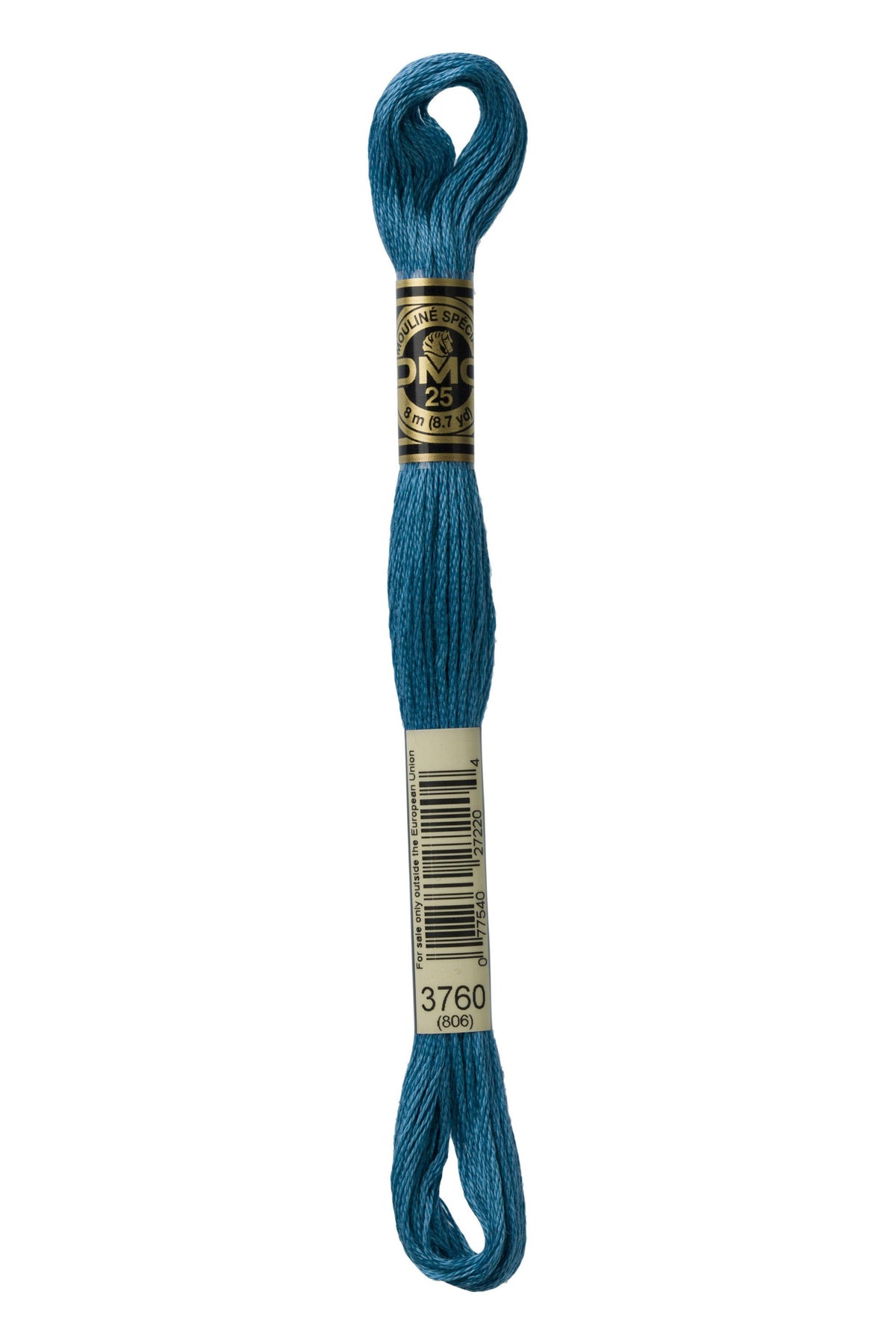 DMC Mouliné Spécial 25, colore 3760, matassina da 8 metri, 100% cotone