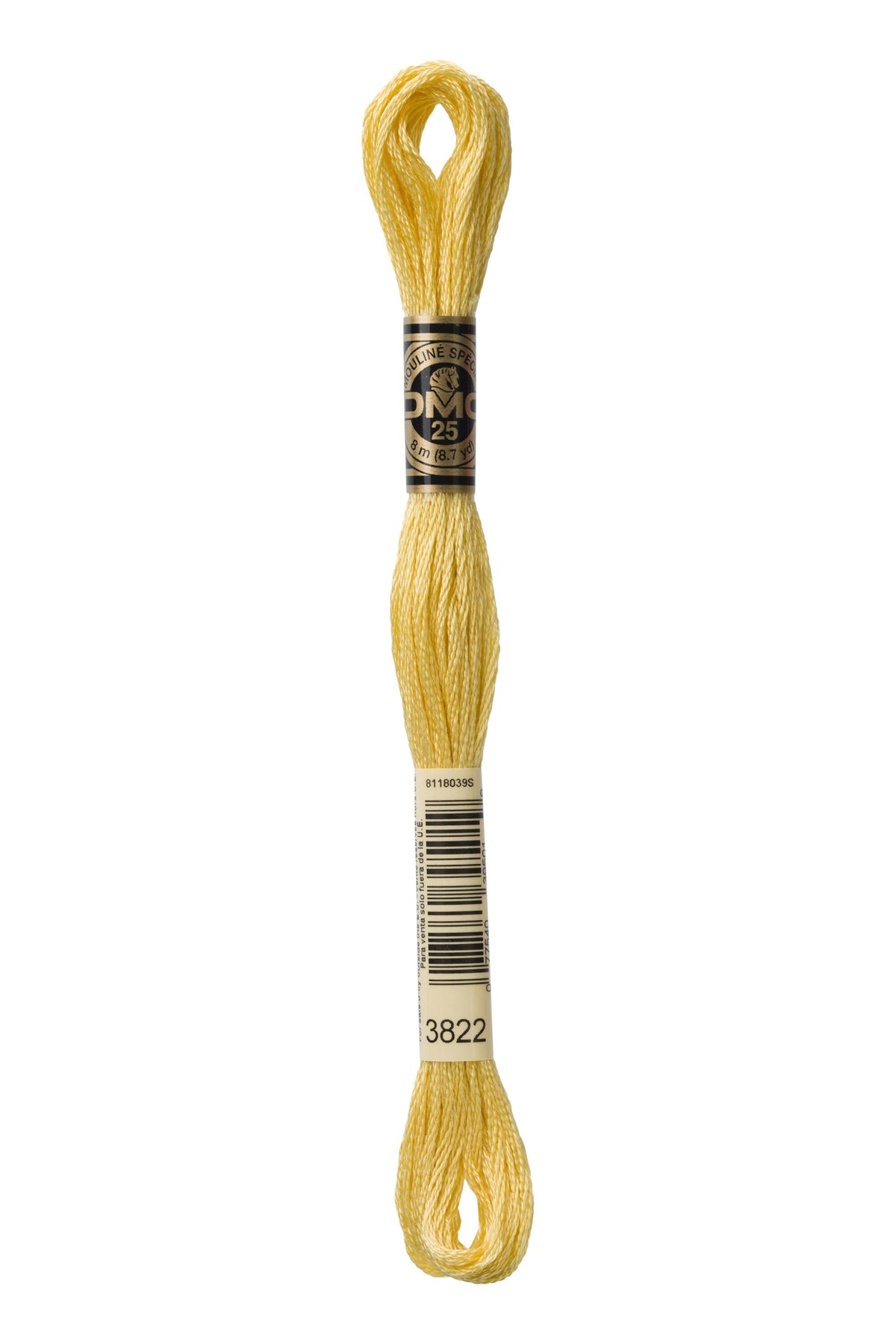 DMC Mouliné Spécial 25, colore 3822, matassina da 8 metri, 100% cotone