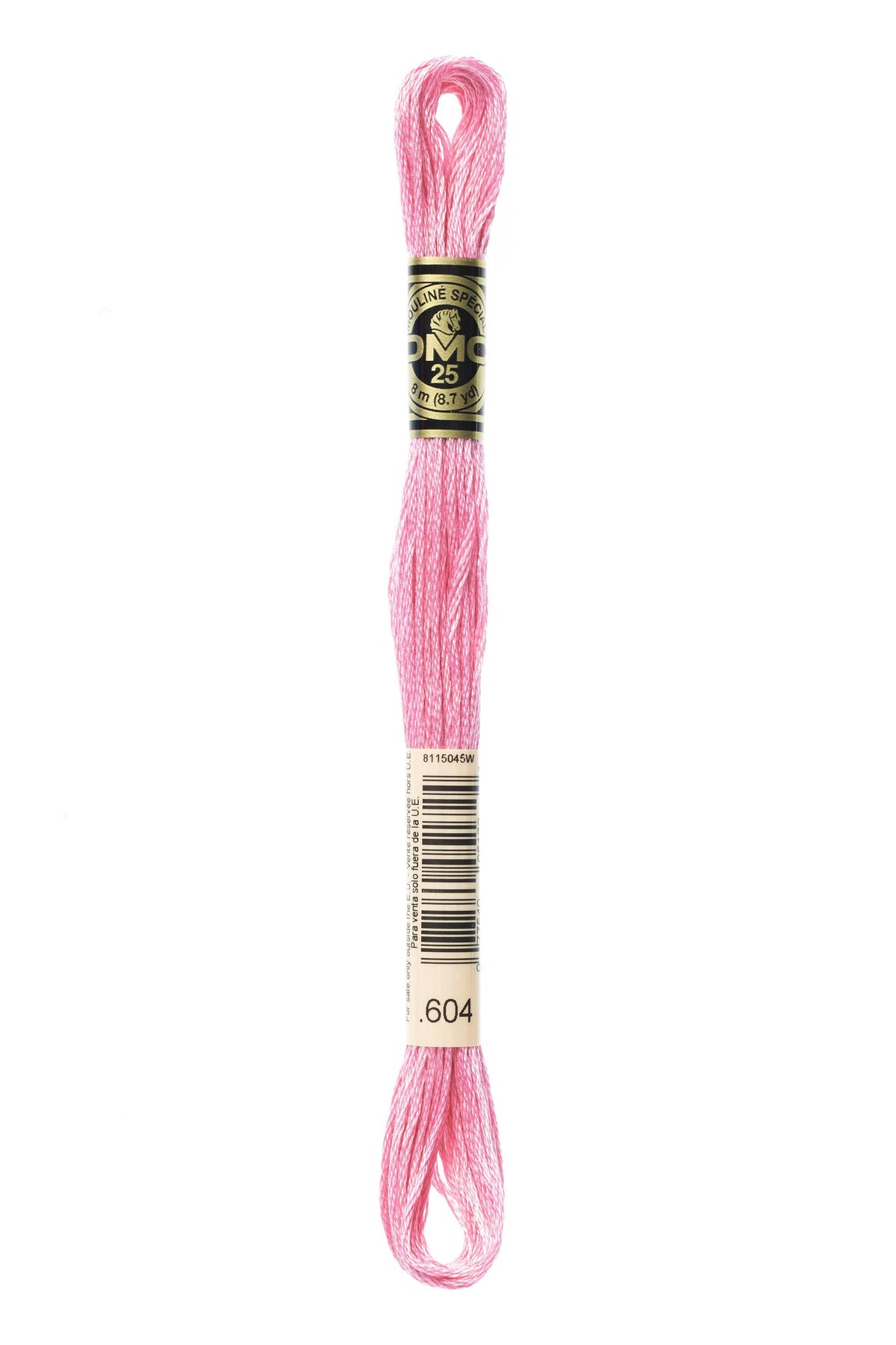 DMC Mouliné Spécial 25, colore 604, matassina da 8 metri, 100% cotone