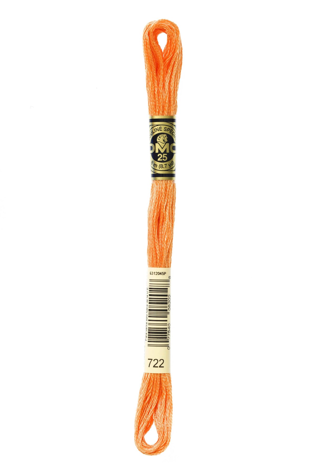 DMC Mouliné Spécial 25, colore 722, matassina da 8 metri, 100% cotone