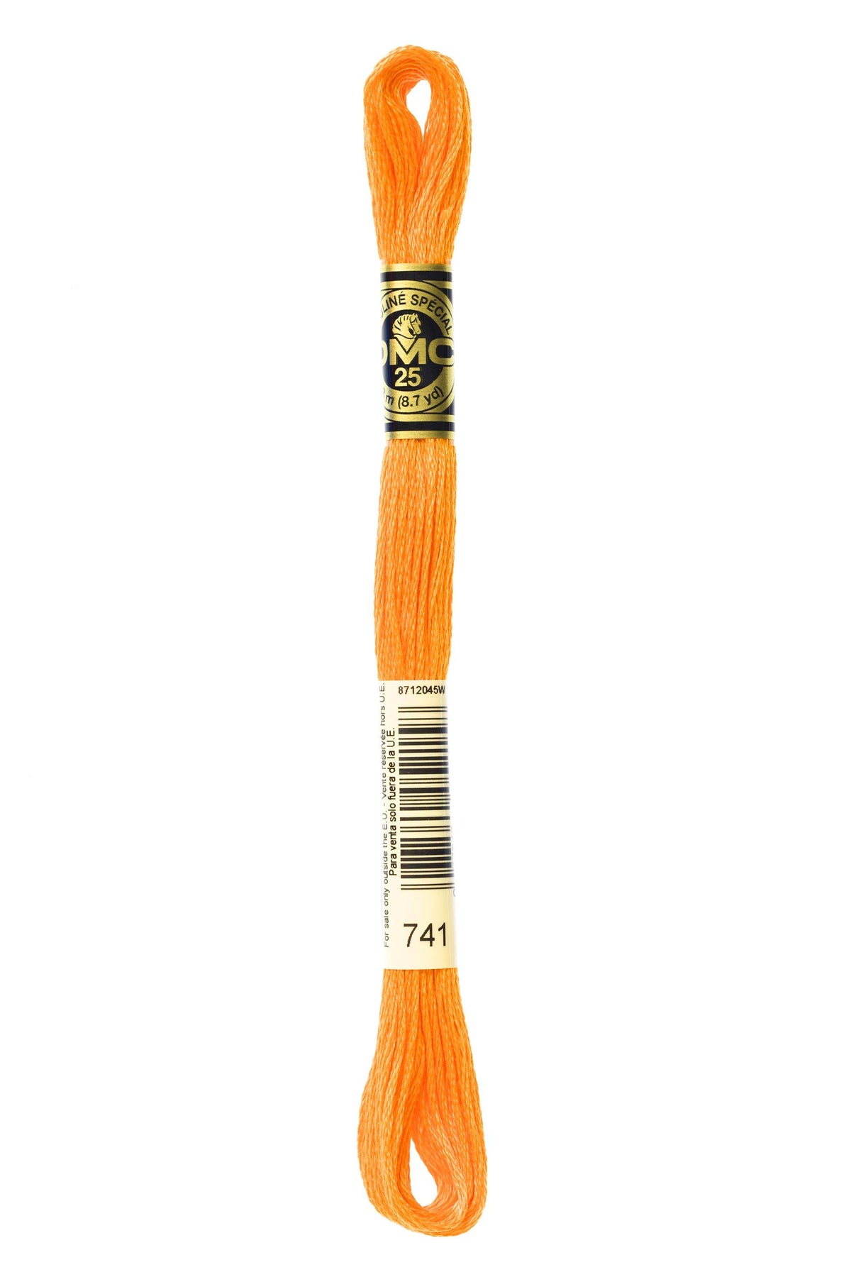 DMC Mouliné Spécial 25, colore 741, matassina da 8 metri, 100% cotone