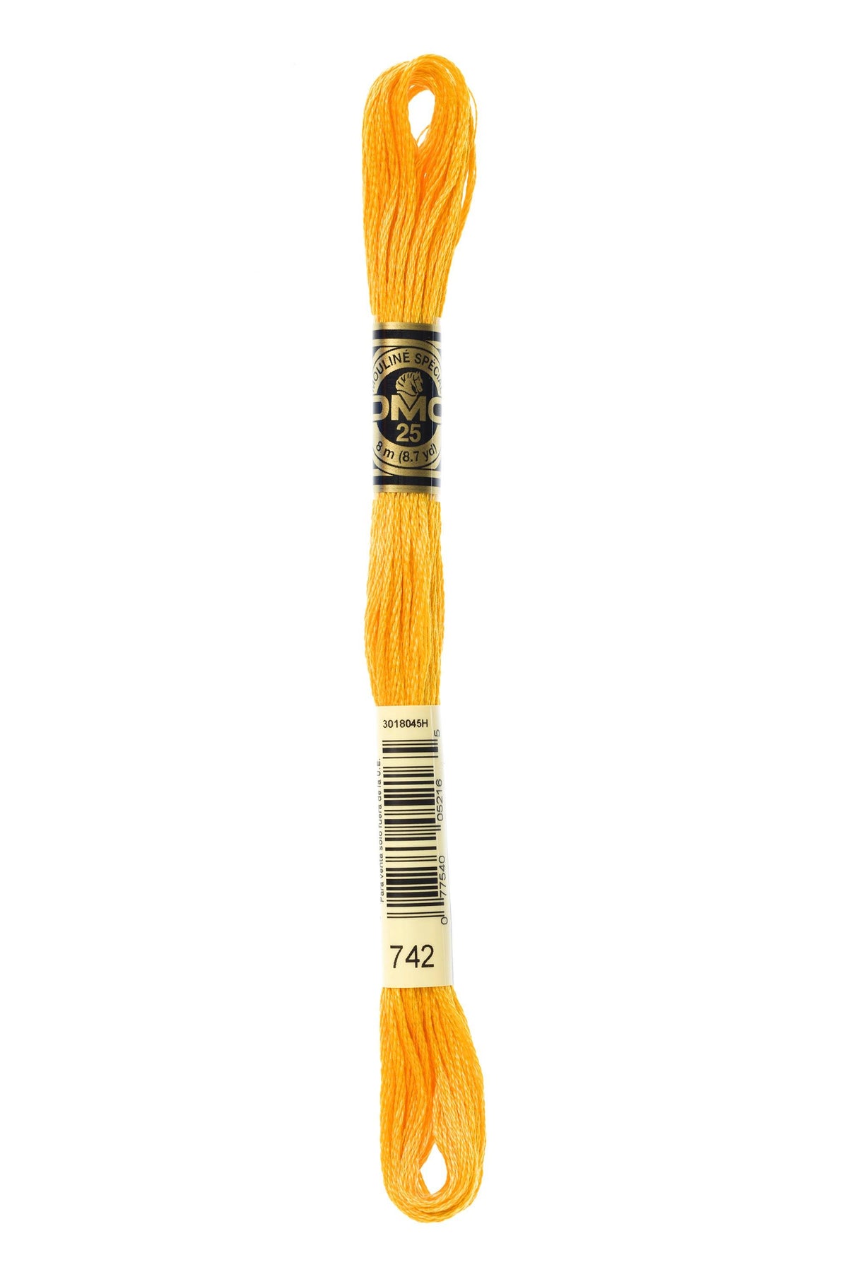 DMC Mouliné Spécial 25, colore 742, matassina da 8 metri, 100% cotone