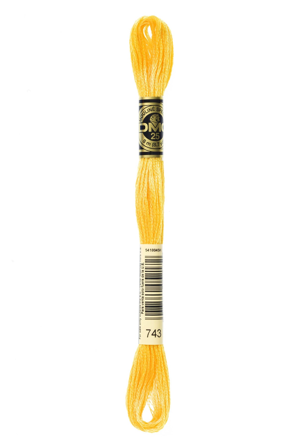 DMC Mouliné Spécial 25, colore 743, matassina da 8 metri, 100% cotone