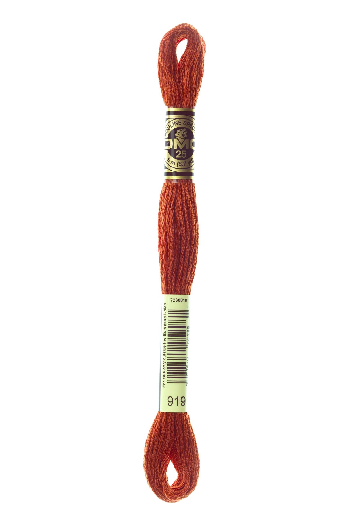 DMC Mouliné Spécial 25, colore 919, matassina da 8 metri, 100% cotone