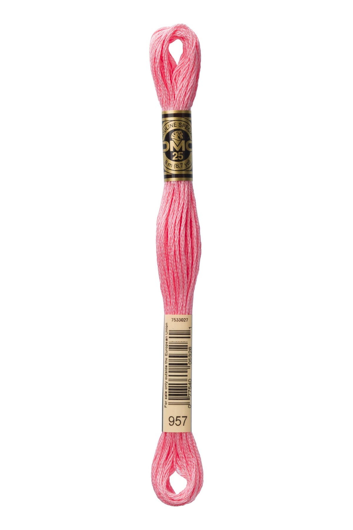 DMC Mouliné Spécial 25, colore 957, matassina da 8 metri, 100% cotone