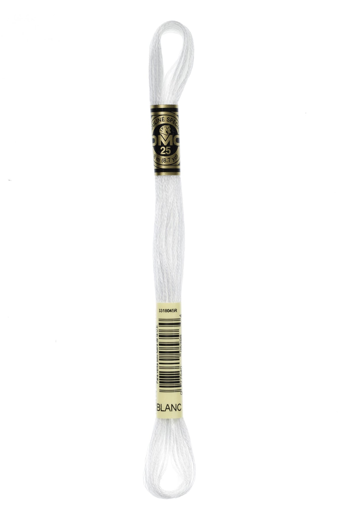 DMC Mouliné Spécial 25, colore BLANC, matassina da 8 metri, 100% cotone