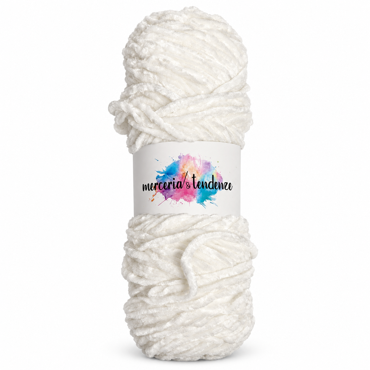 Filato effetto velluto – Bianco 590 – foto su sfondo bianco