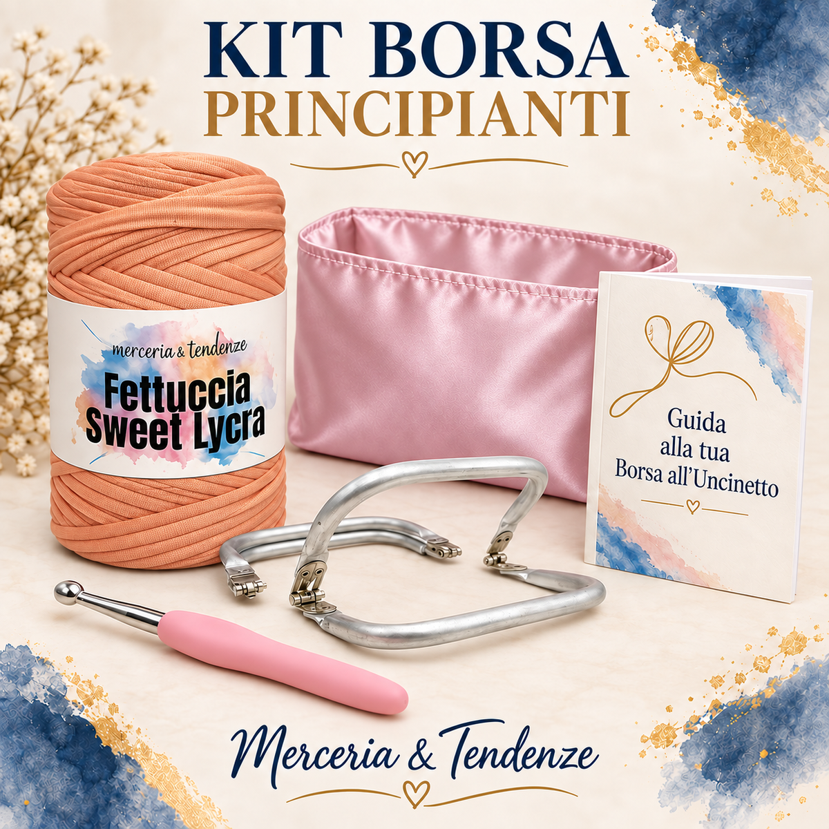 Kit Borsa Principianti – Rosa pesca con fodera rosa