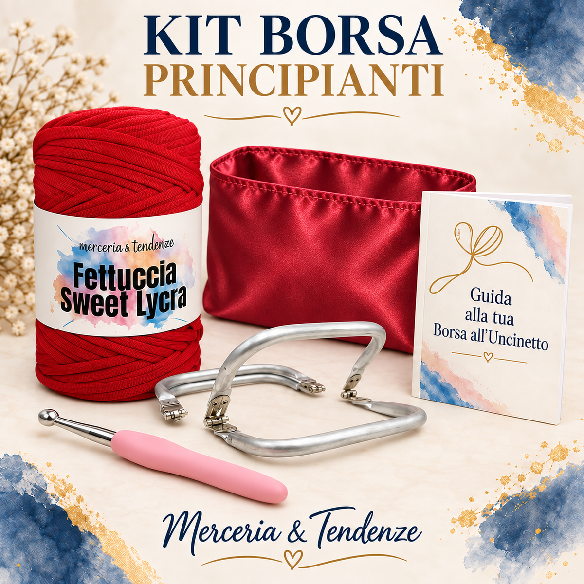 Kit Borsa Principianti – Rosso con fodera rubino