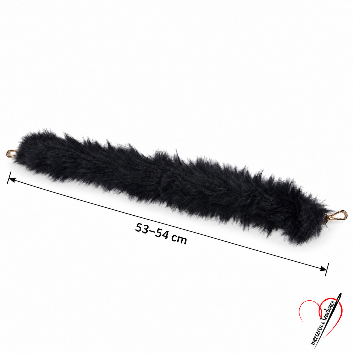 Manico Nuvola Antracite 01 in pelliccia sintetica con due moschettoni dorati, 53–54 cm