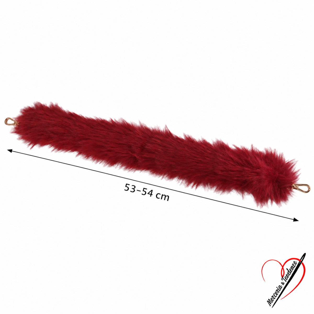 Manico Nuvola Bordeaux 02 in pelliccia sintetica con due moschettoni dorati, 53–54 cm