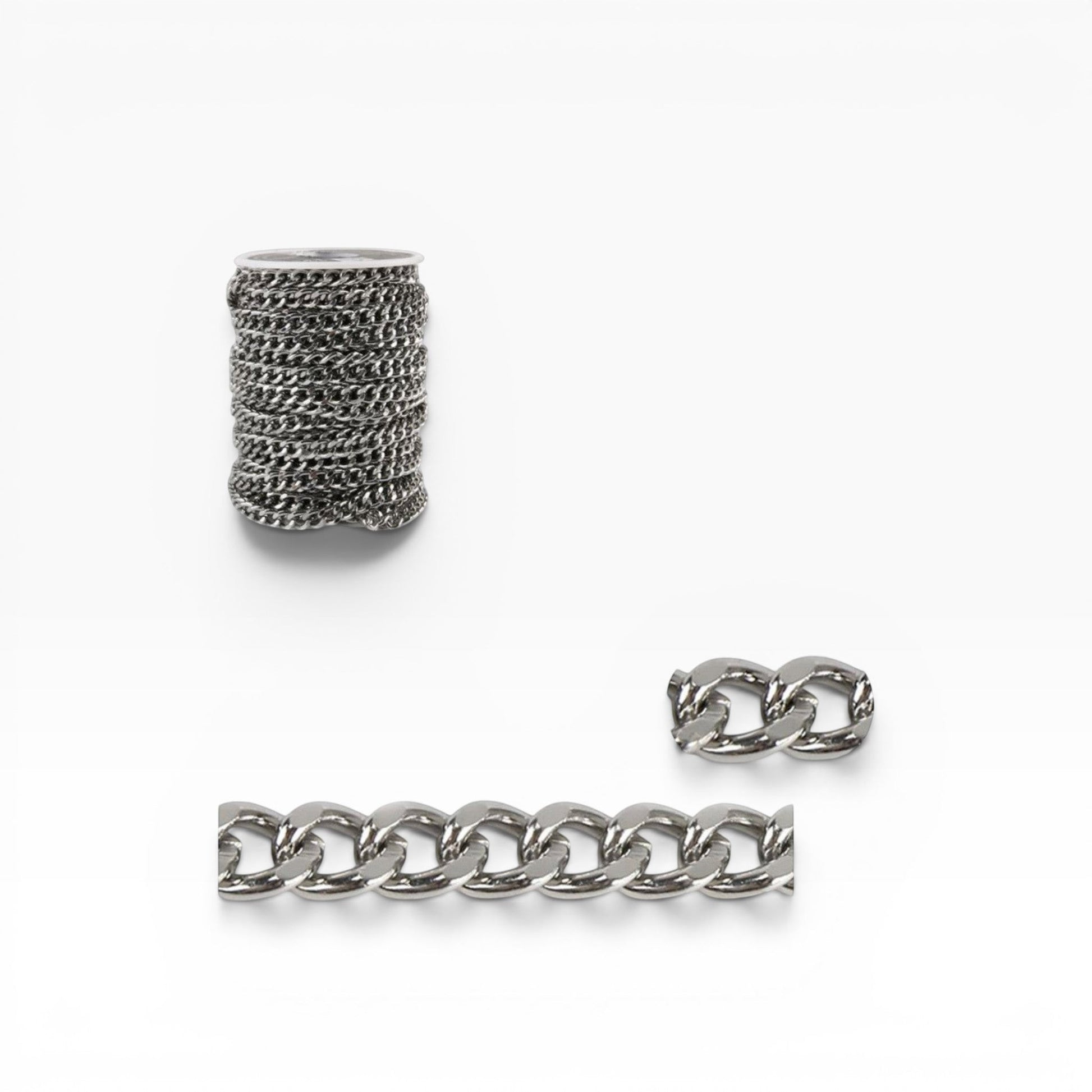 Catena metallica color argento Merceria & Tendenze per bigiotteria fai-da-te con rocchetto e maglie resistenti