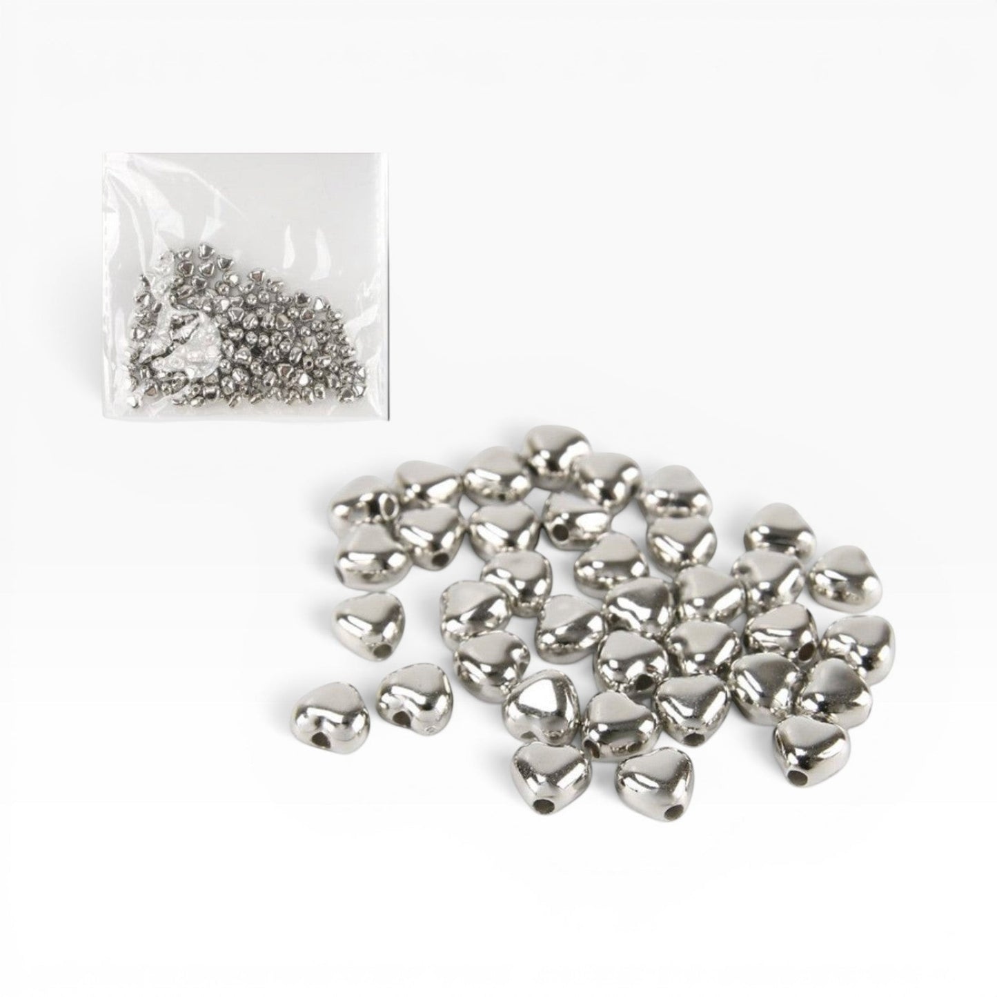 Perline a forma di cuore color argento metallizzato Merceria & Tendenze in acrilico per gioielli fai-da-te