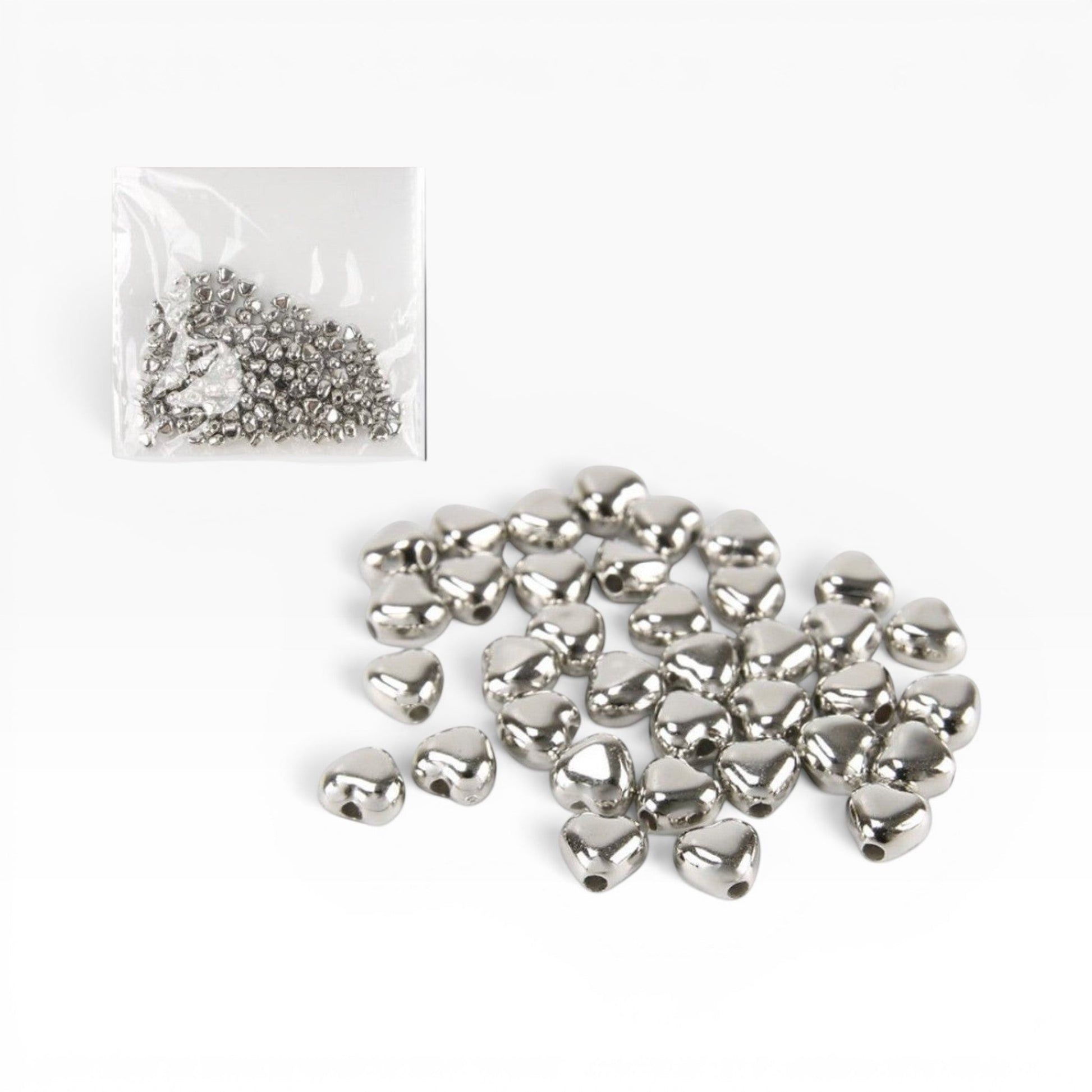 Perline a forma di cuore color argento metallizzato Merceria & Tendenze in acrilico per gioielli fai-da-te