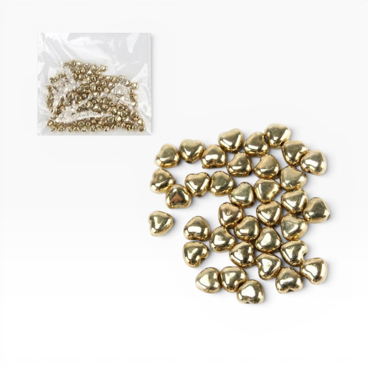 Perline a forma di cuore color oro metallizzato Merceria & Tendenze per creazioni di bigiotteria fai-da-te
