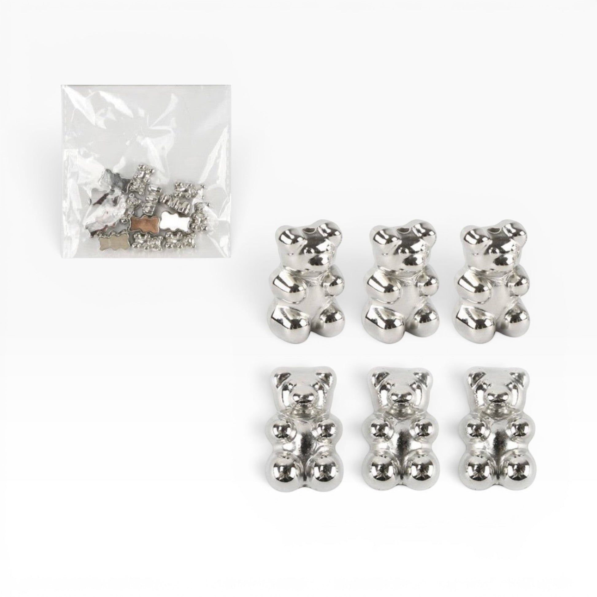 Perline Merceria & Tendenze a forma di orsetto color argento metallizzato in acrilico per gioielli fai-da-te