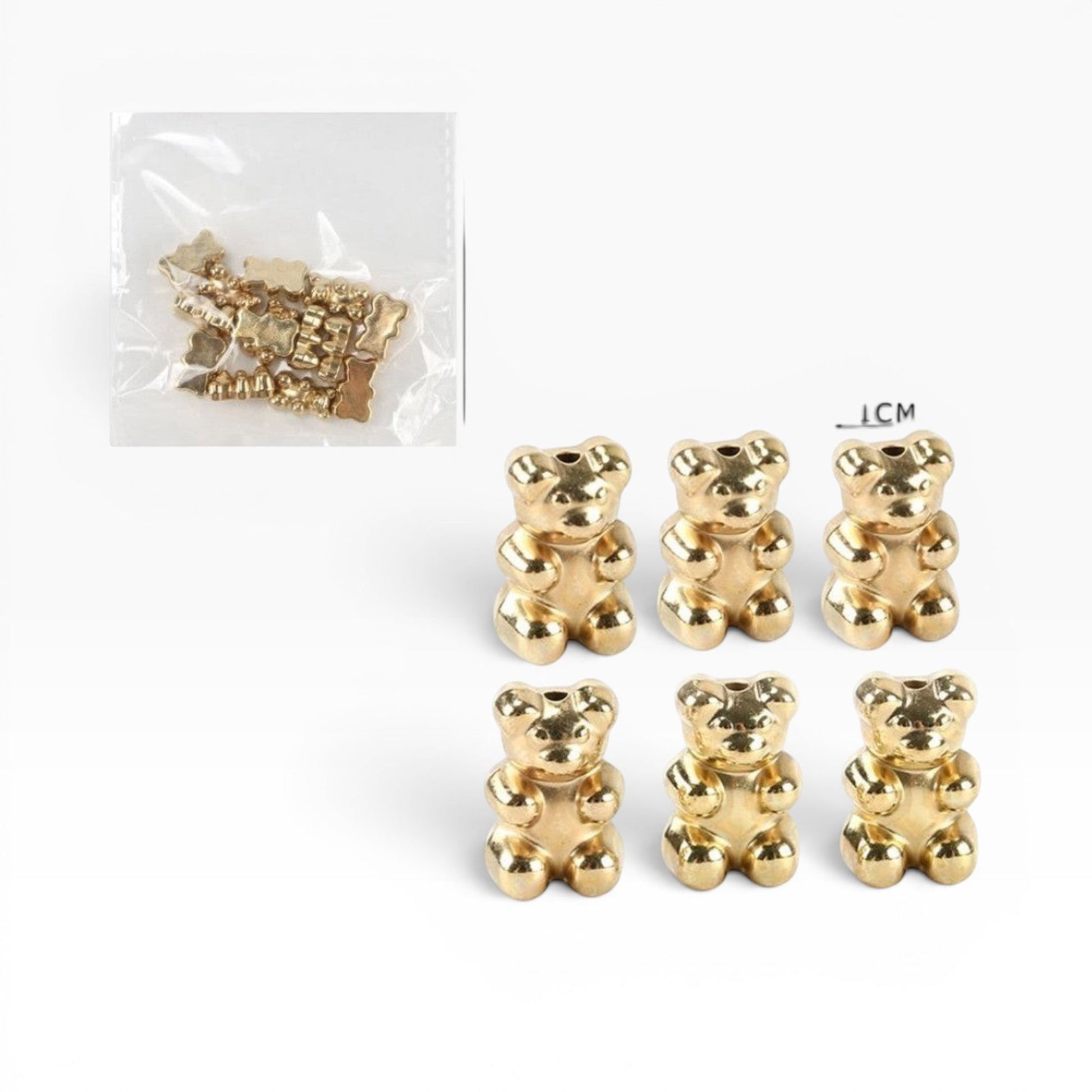 Perline a forma di orsetto color oro metallizzato di Merceria & Tendenze per creazioni di bigiotteria fai-da-te