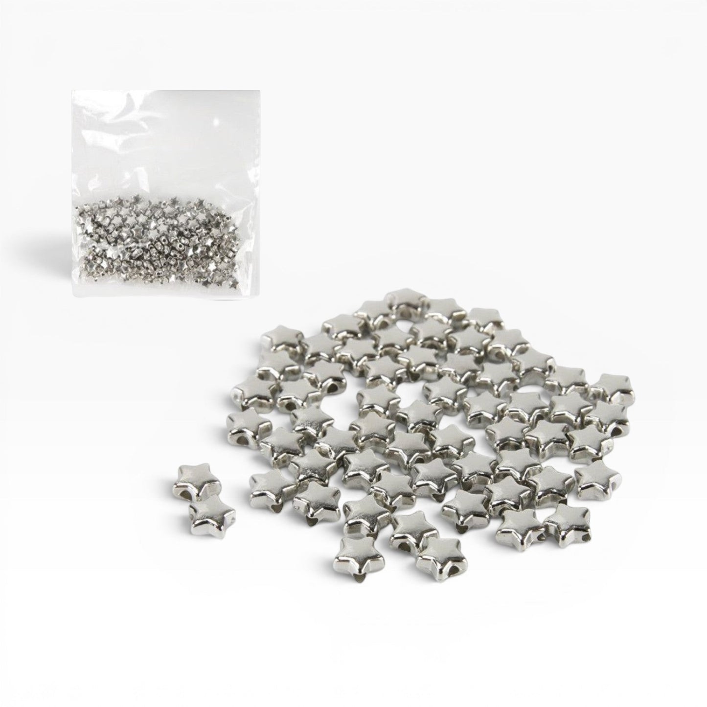 Perline a forma di stella color argento con finitura metallizzata per gioielli fai-da-te Merceria & Tendenze