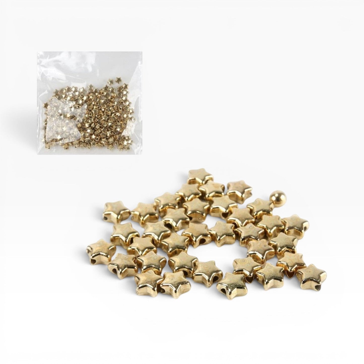 Perline a forma di stella color oro chiaro Merceria & Tendenze in acrilico metallizzato per gioielli fai-da-te