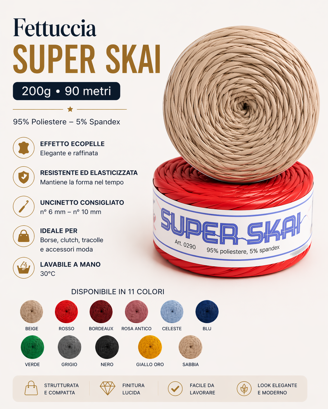 Fettuccia Ecopelle SUPER SKAI 200g 90 metri