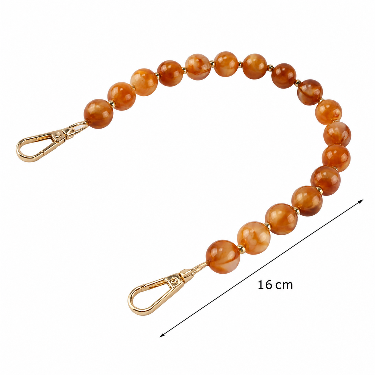 Manico Corto per Borsa 16 cm con Perle Effetto Marmorizzato e Doppio Moschettone
