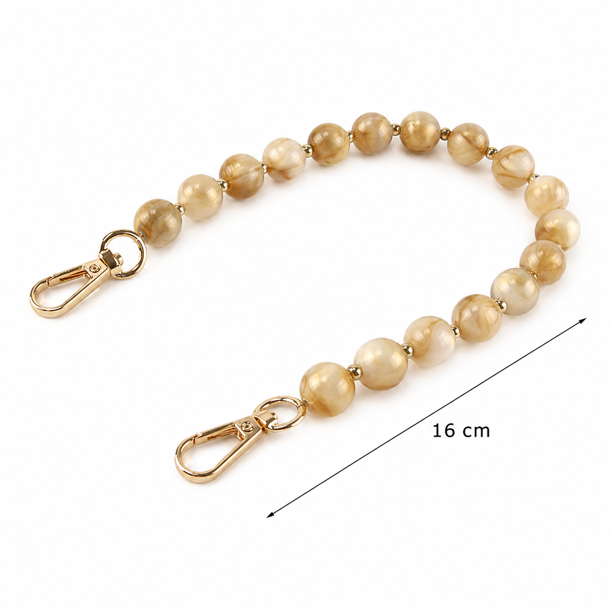 Manico Corto per Borsa 16 cm con Perle Effetto Marmorizzato e Doppio Moschettone