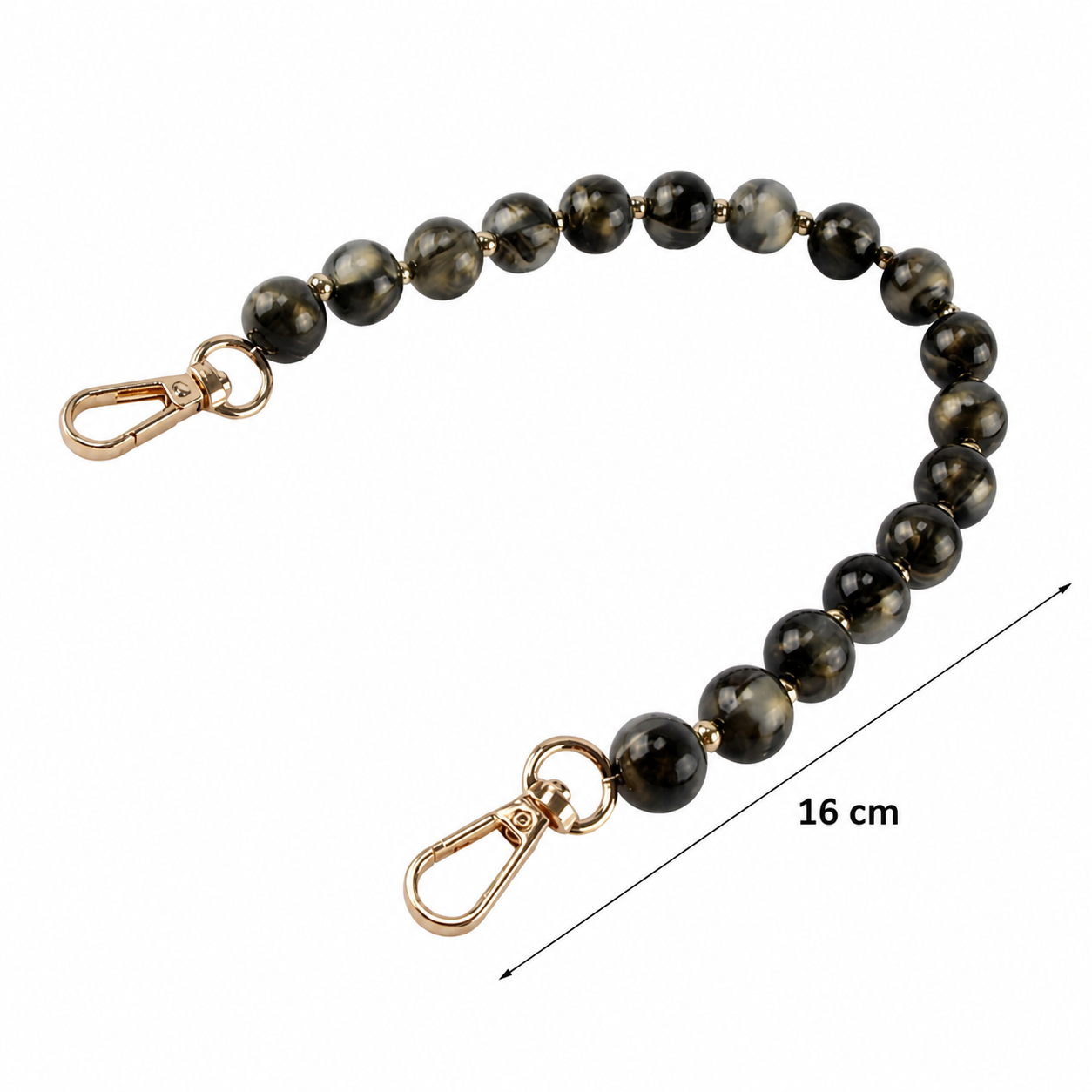 Manico Corto per Borsa 16 cm con Perle Effetto Marmorizzato e Doppio Moschettone