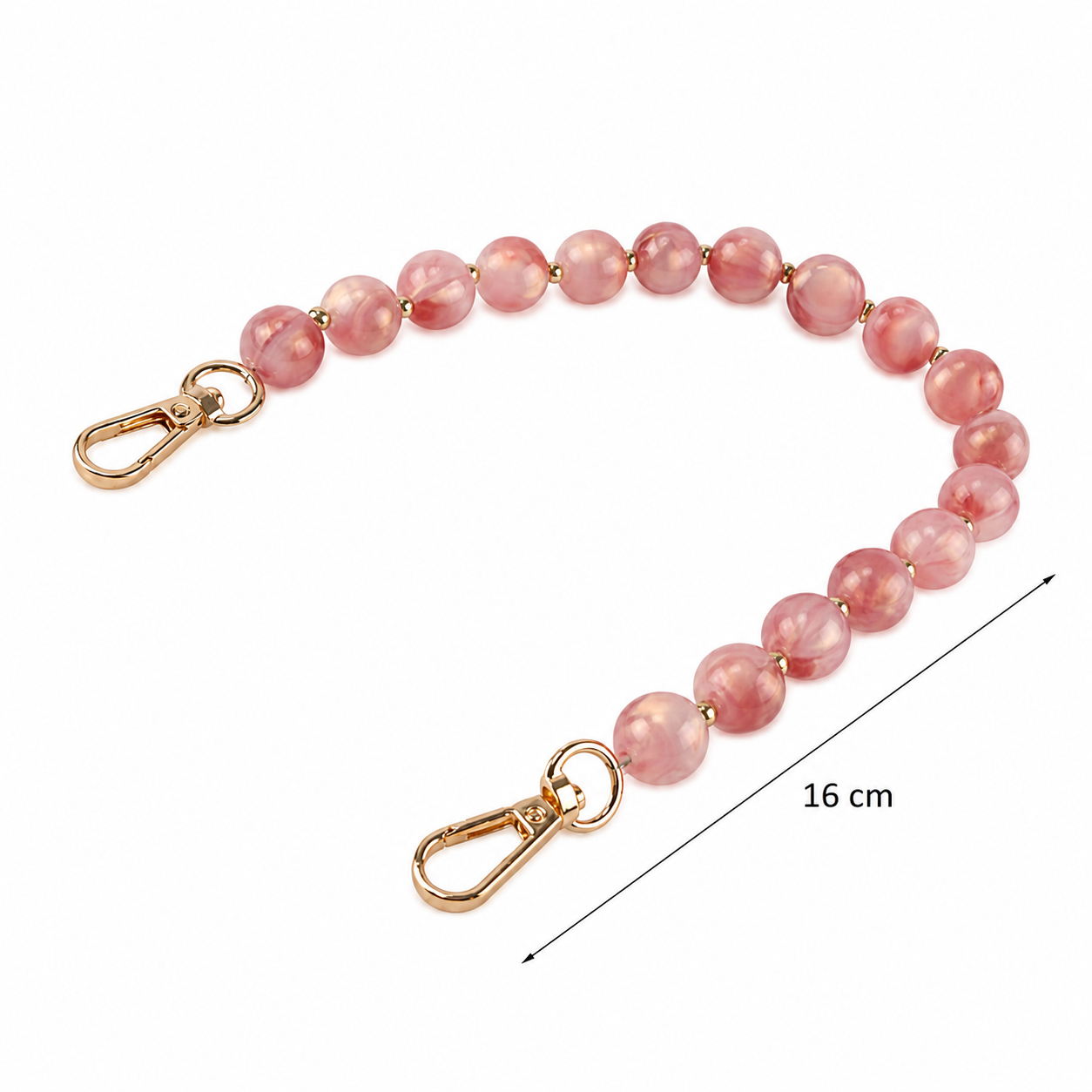 Manico Corto per Borsa 16 cm con Perle Effetto Marmorizzato e Doppio Moschettone
