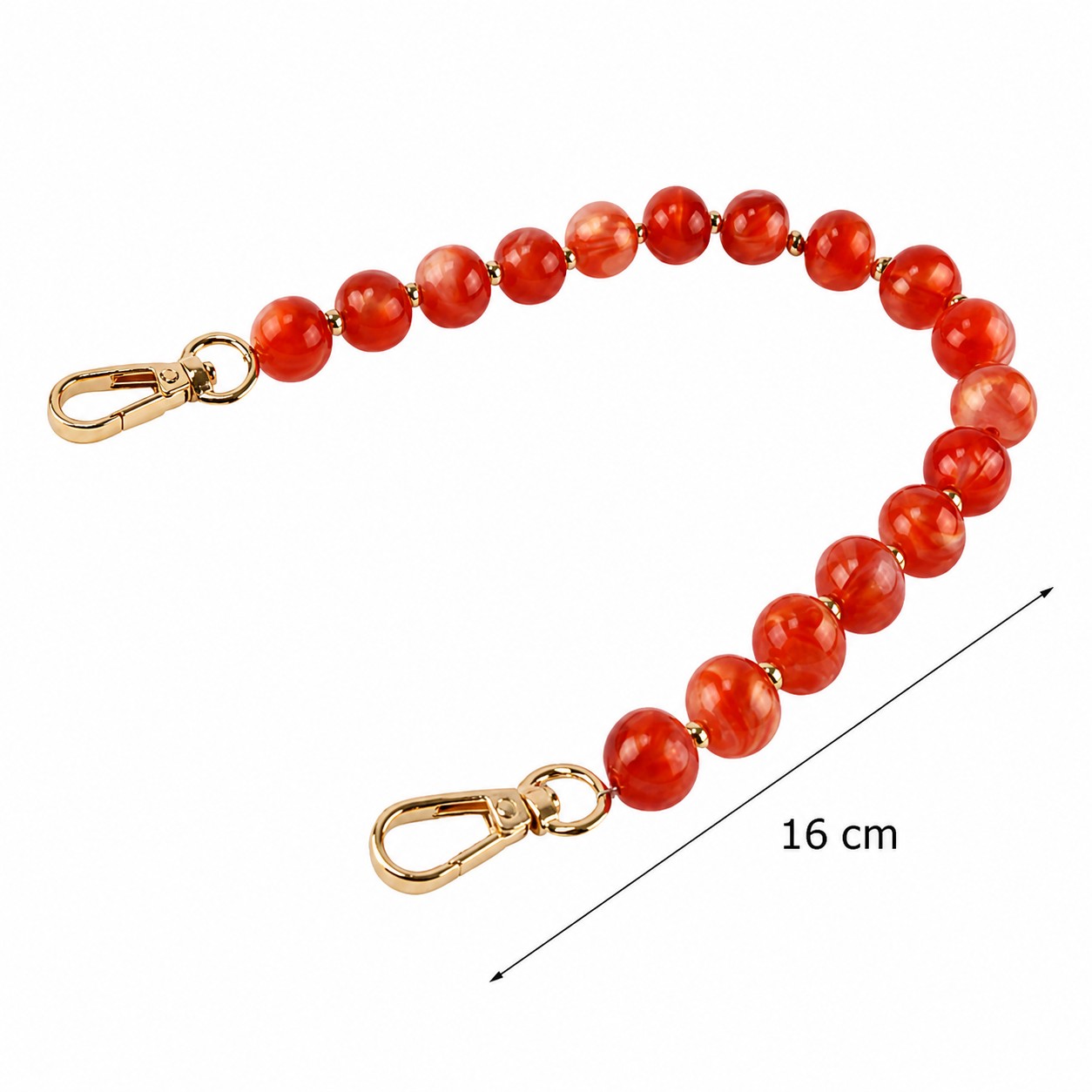 Manico Corto per Borsa 16 cm con Perle Effetto Marmorizzato e Doppio Moschettone