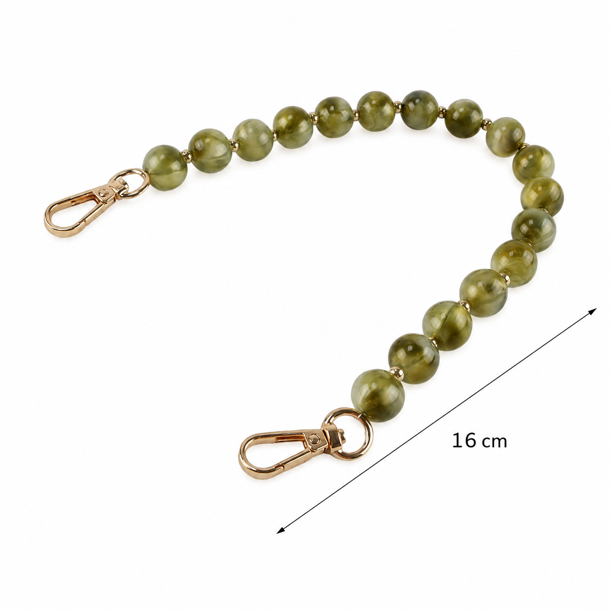 Manico Corto per Borsa 16 cm con Perle Effetto Marmorizzato e Doppio Moschettone
